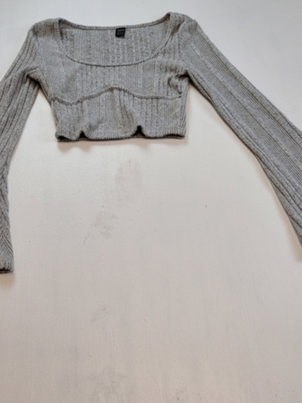 SHEIN Light Gray Ribbed Cropped Sweater XS